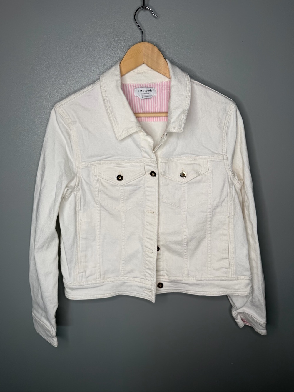 Kate Spade New York Classic Denim Jacket - White - Picture 2 of 12